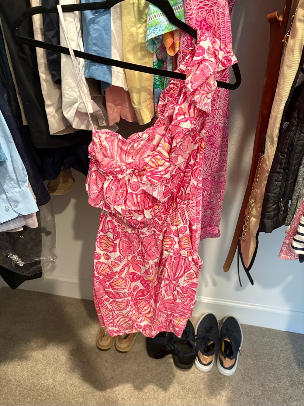 Lilly Pulitzer Pink One-Shoulder Ruffle Dress